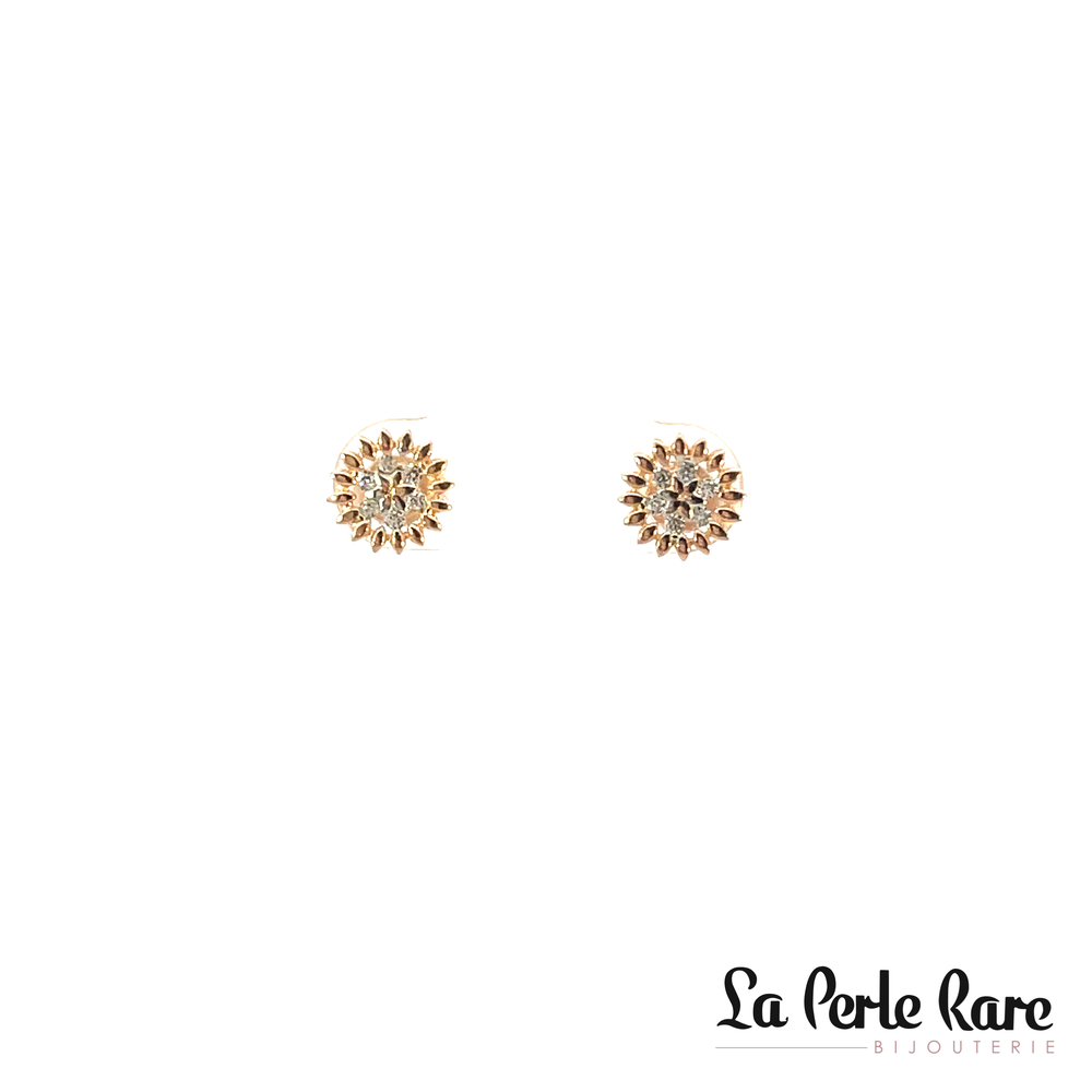 Boucles d'oreilles fixes or rose 10 carats, zircons incolores - ENM-373-R - Exclusivités