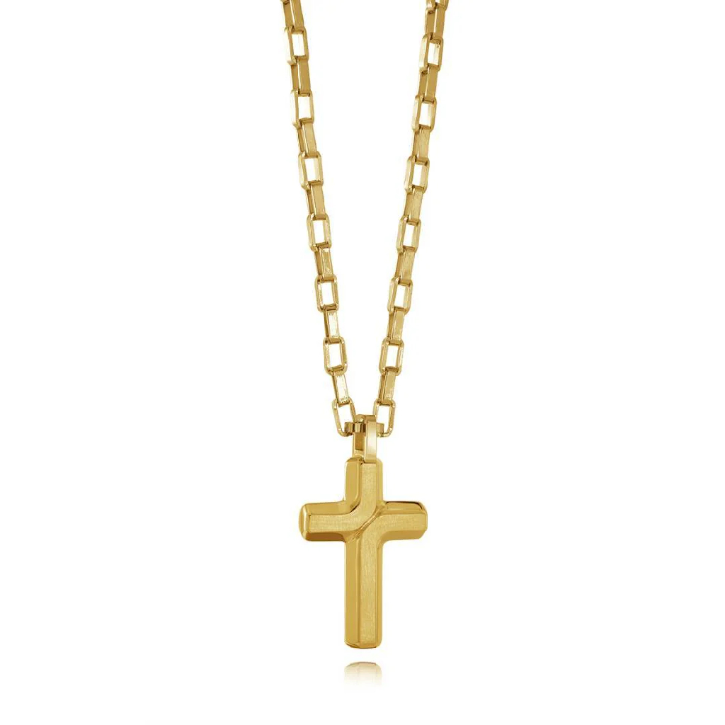 Pendentif croix, acier inoxydable doré