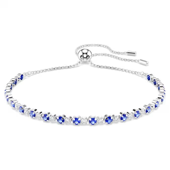 Bracelet tennis, métal finition rhodium, cristaux blancs et bleus - 5725854 - Swarovski