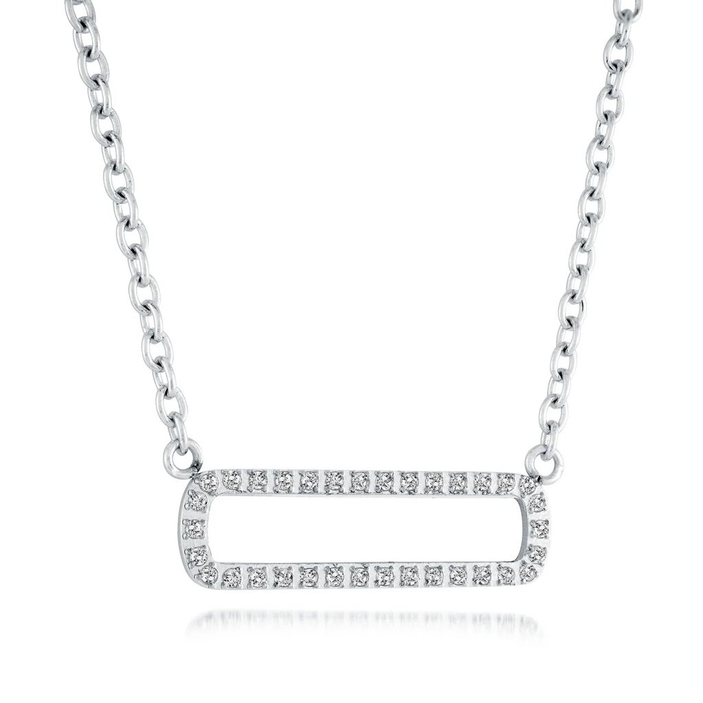 Collier acier inoxydable, zircons incolores - SWP51 - Italgem Steel