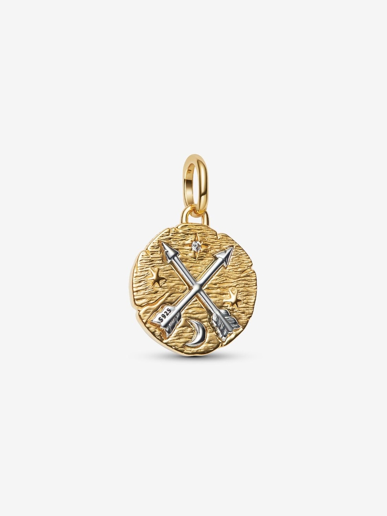 Bille flèches croisées, métal unique plaqué d'or 14 carats, argent, zircon incolore - 764081C01 - Pandora