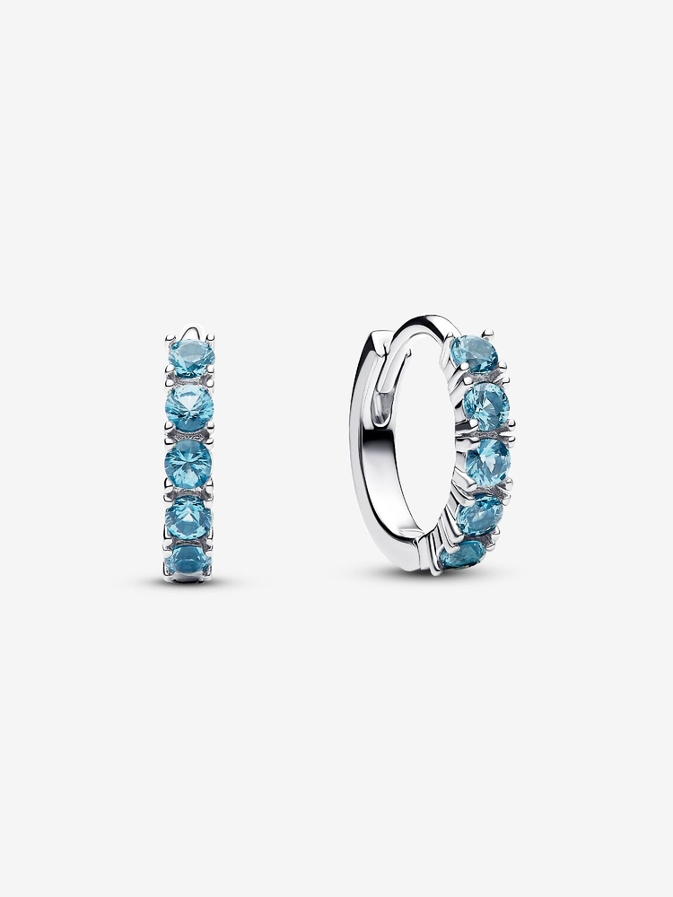 Anneaux de type huggies argent, cristaux bleus - 293849C01 - Pandora