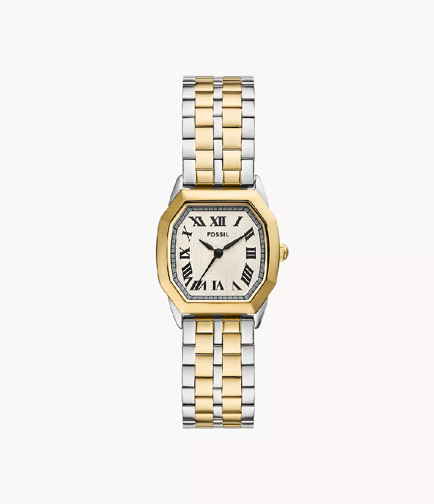 Montre octogonale, acier inoxydable 2 tons (blanc/jaune) - ES5362 - Fossil