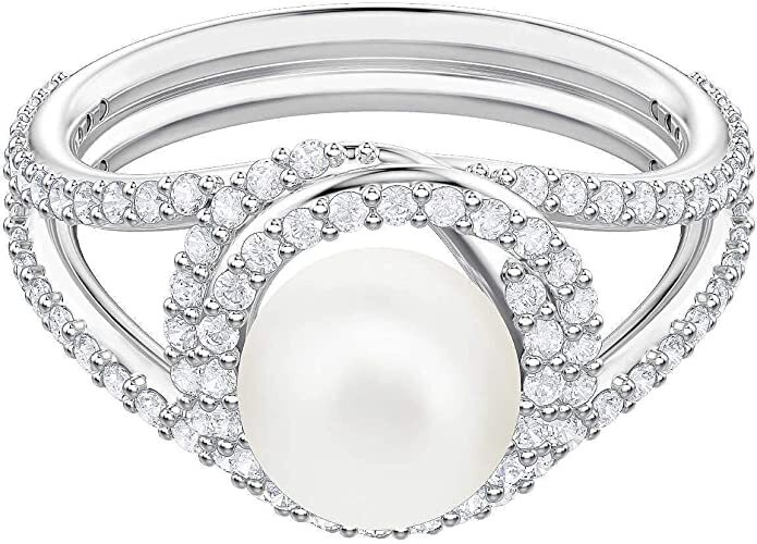 Bague métal, perle,cristaux blanc gr: 55 - 5461090 - Swarovski