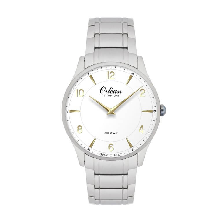 Montre titane, fond blanc - ME3589 - Orlean