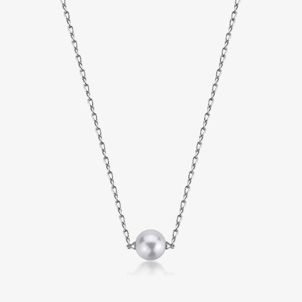 Collier argent sterling rhodié et perle