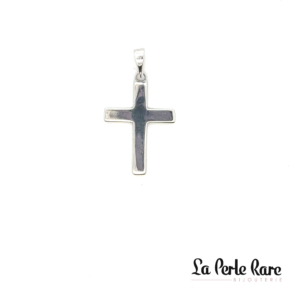 Pendentif croix, or blanc 10 carats - LPR-2572 - Exclusivités