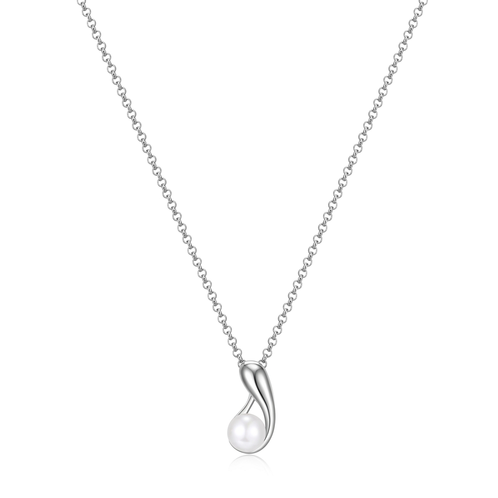 Pendentif argent rhodié, perle 6-6.5 millimètres - R0LBQ8BG44 - Elle
