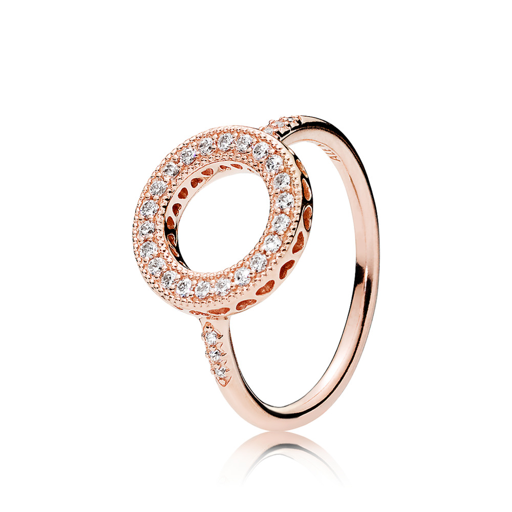 Auréole coeurs de pandora, rose, cz incolore - 181039CZ-54 - Pandora