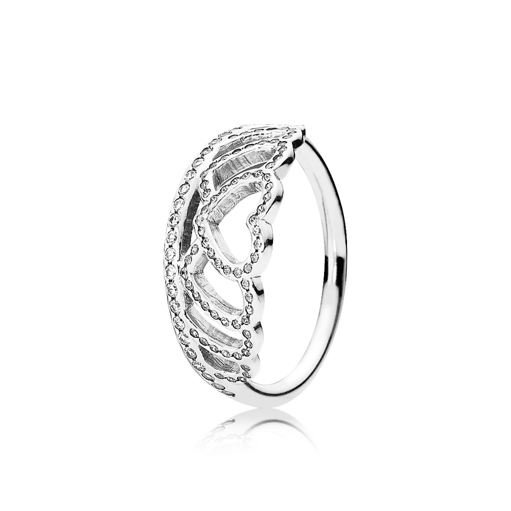 Bague tiare coeurs - 190958CZ-50 - Pandora