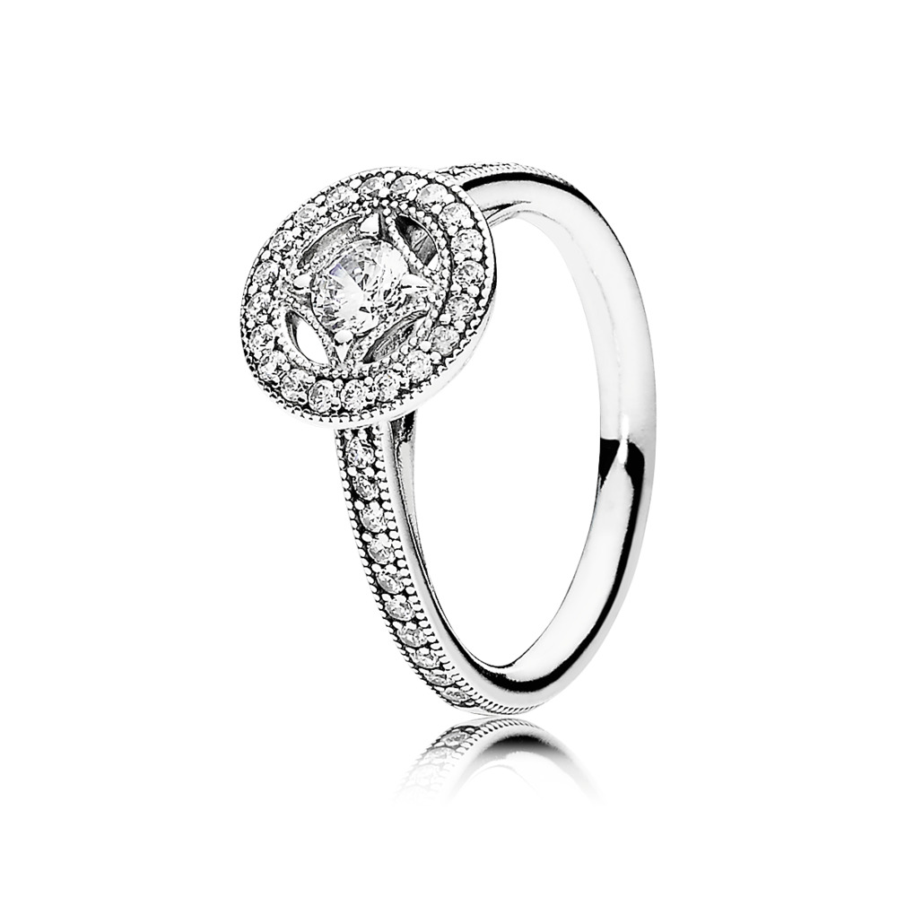 Bague cercle rétro, cz incolores Bague cercle rétro, cz incolores