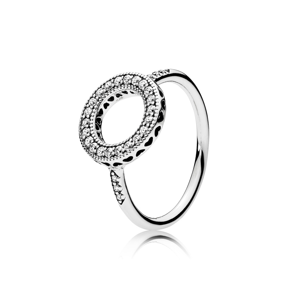 Bague halo rond scintillant, cz incolores - 191039CZ-50 - Pandora