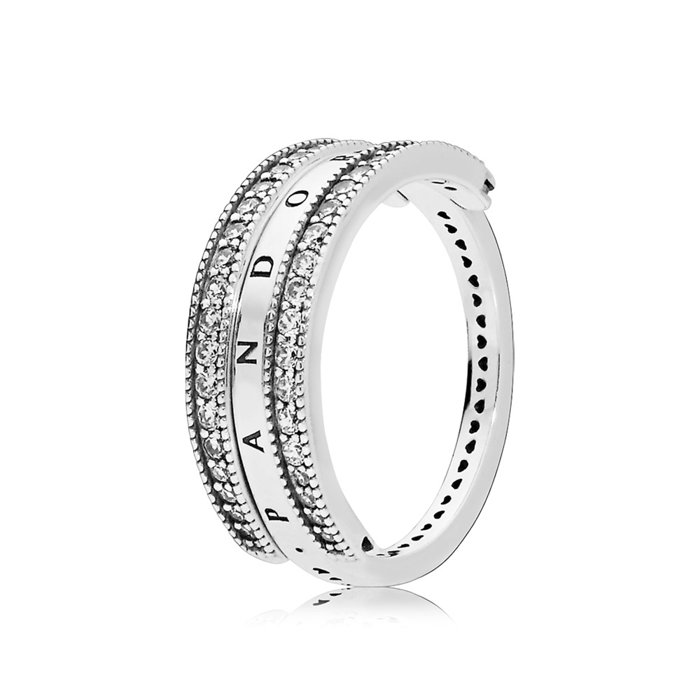 Bague coeurs de pandora à bascule, cz
