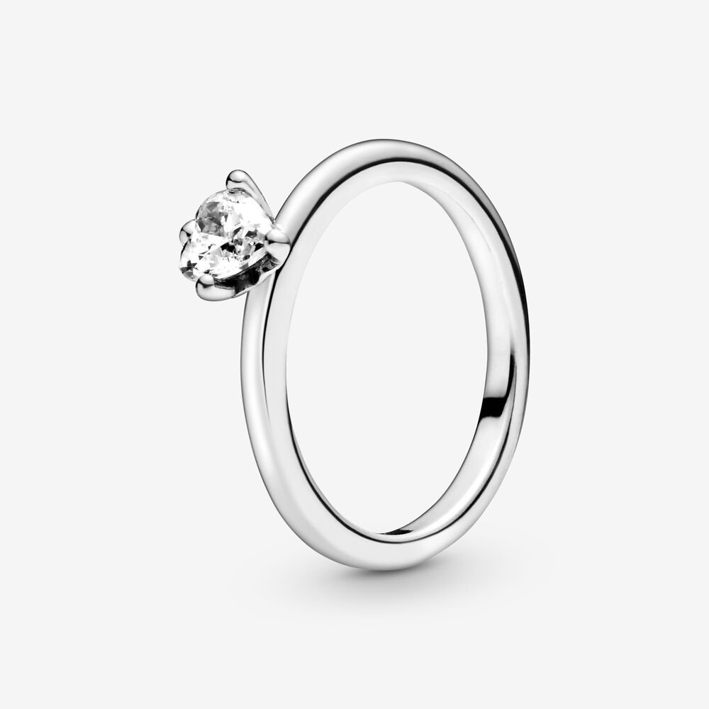 Bague solitaire coeur transparent, cz - 198691C01-52 - Pandora