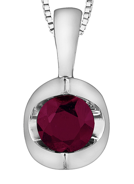 Pendentif solitaire or blanc, rubis - 20017 - Corona