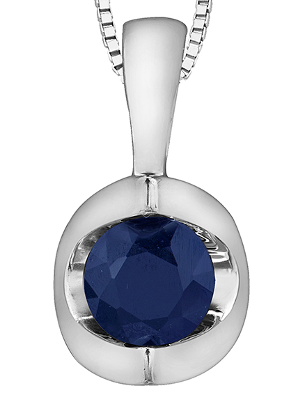 Pendentif solitaire or blanc, saphir - 20019 - Corona