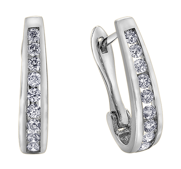 Anneaux or blanc 10 carats, 10 points de diamants total