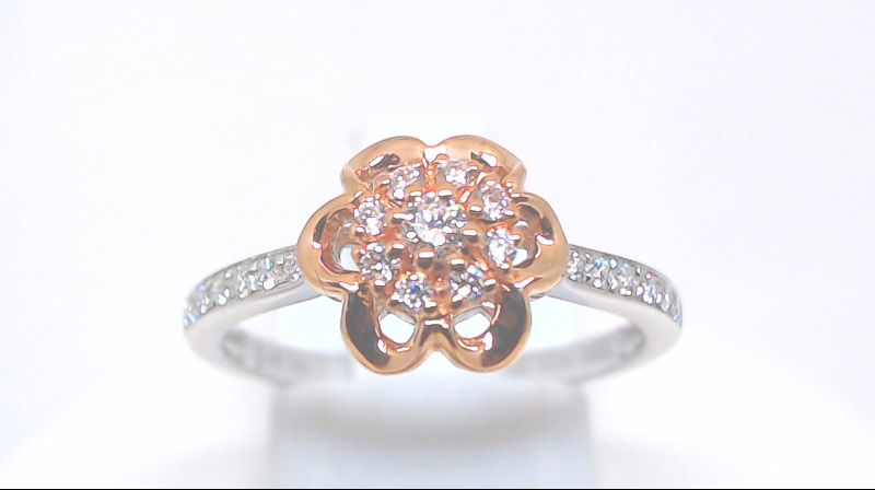 Bague or 2 tons rose 20 pts dia tot