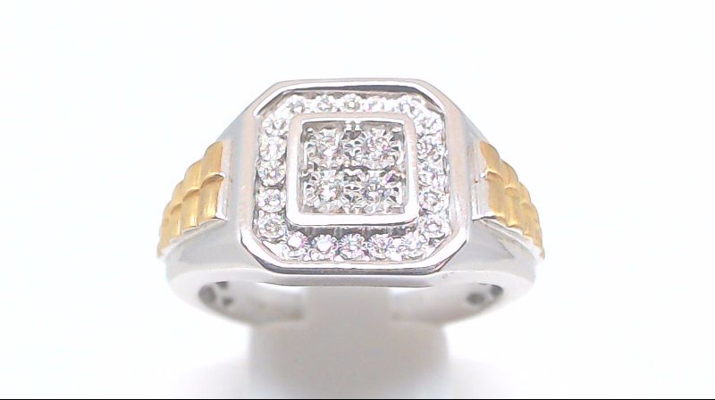 Bague or 2 tons avec 16 pts dia tot