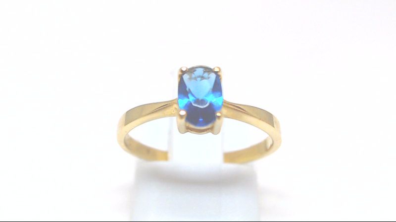 Bague en or jaune saphir synthétique Bague en or jaune saphir synthétique