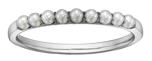 Jonc en or blanc avec perles blanches - 30079 - Corona