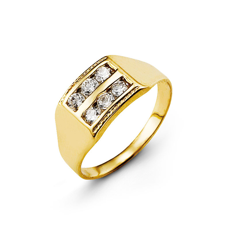 Bague or jaune, zircons - 4008B - Exclusivités