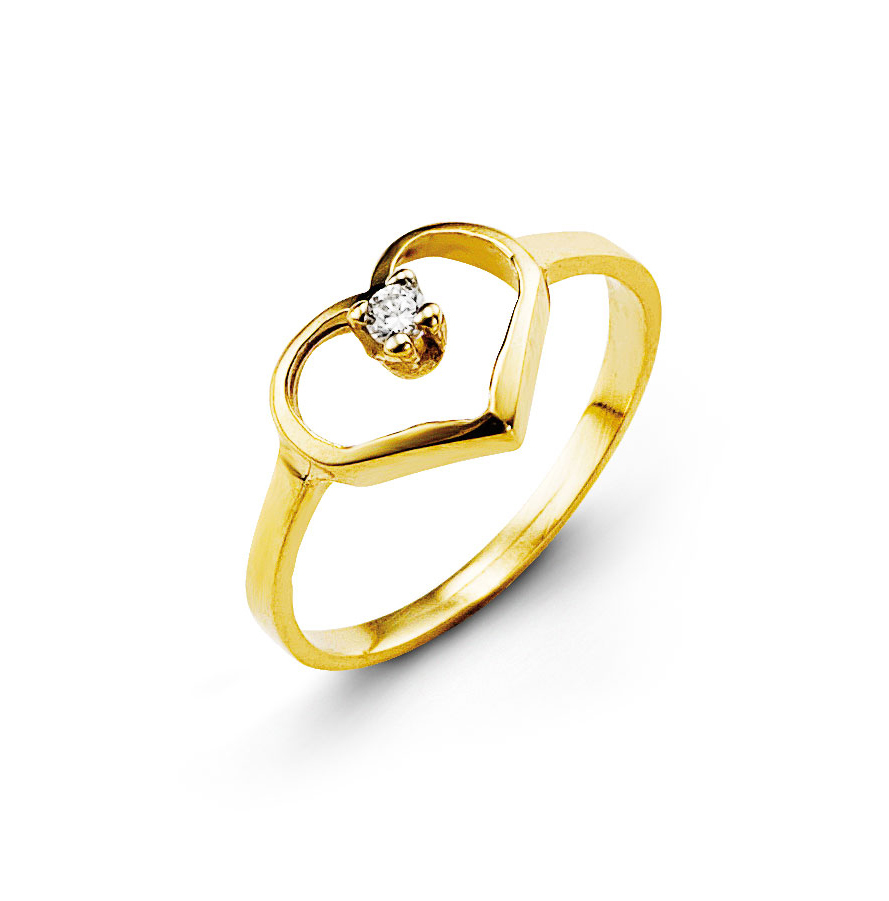 Bague coeur or jaune, zircon - 4009B - Exclusivités