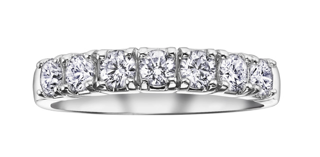 Jonc semi-éternité, or blanc 10 carats, 25 point de diamants total - 50E74WG-25 - Corona