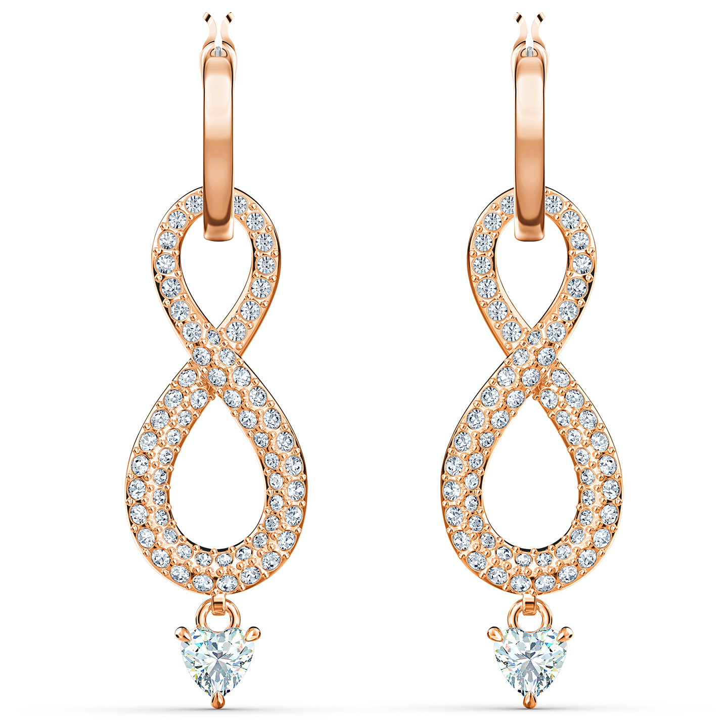 Anneaux métal rosé, symbole infini pend Anneaux métal rosé, symbole infini pend