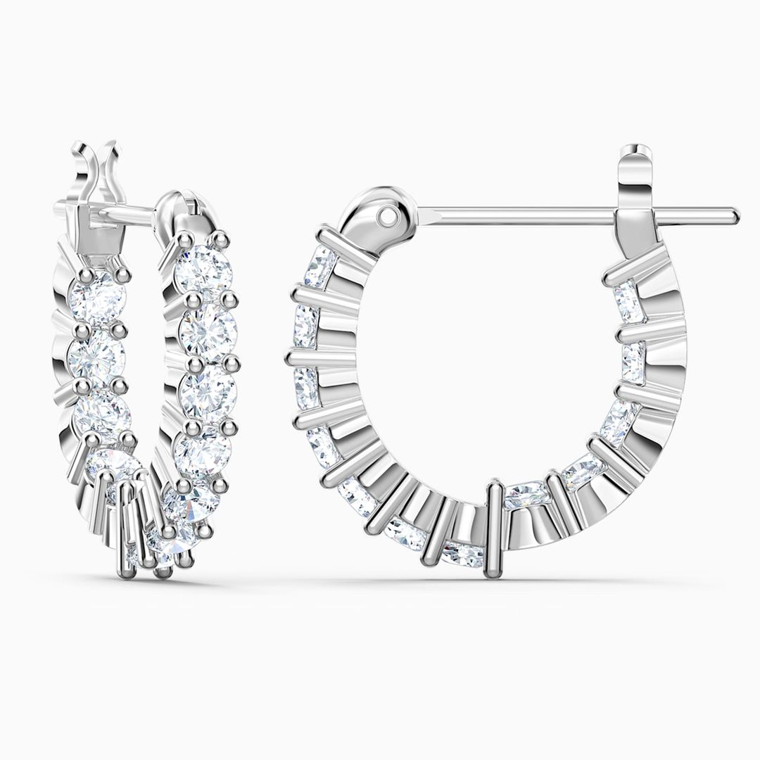 Swarovski Matrix Vittore hoop earrings, rhodium-plated Swarovski Matrix Vittore hoop earrings, rhodium-plated