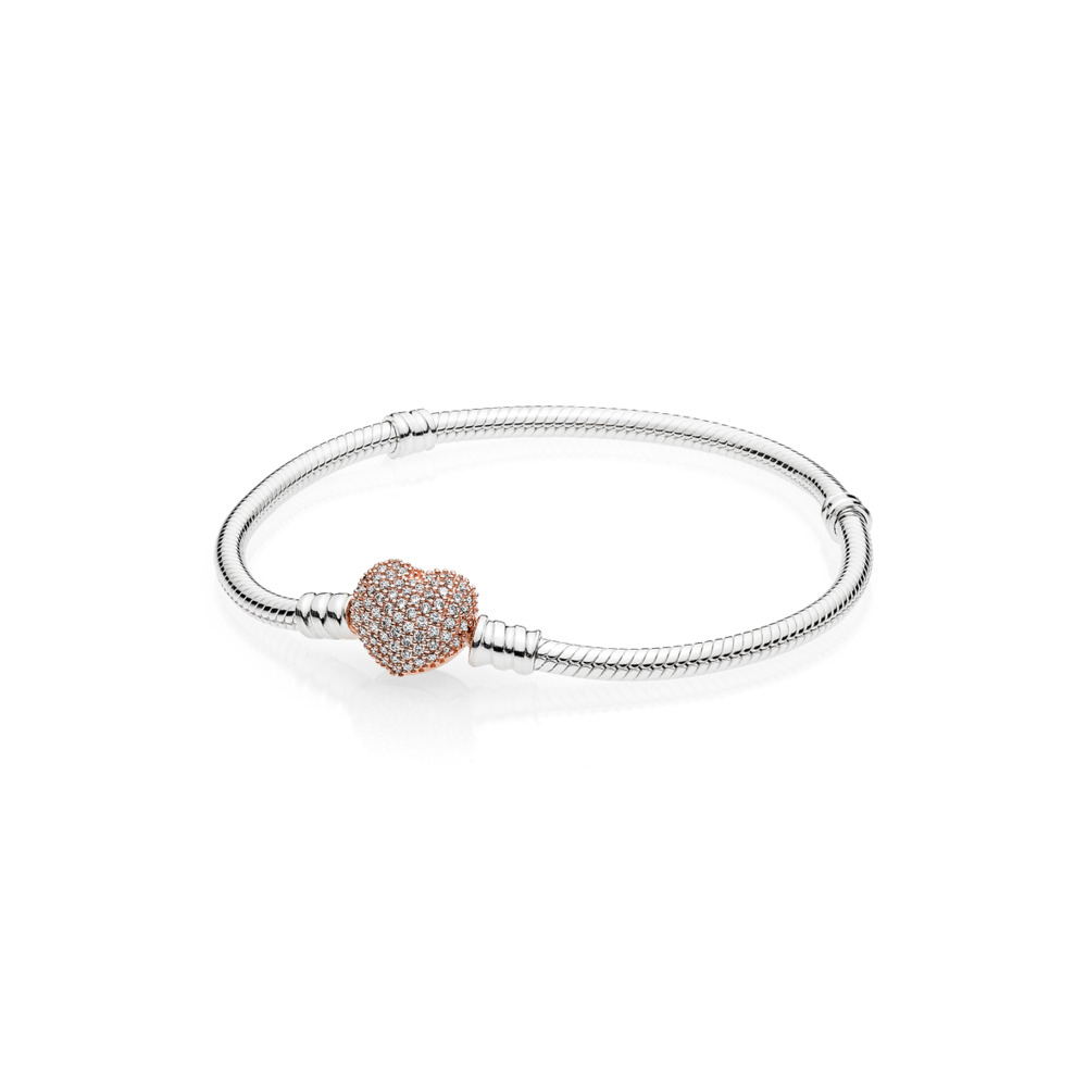 Bracelet avec fermoir coeur pavé rose - 586292CZ-16 - Pandora