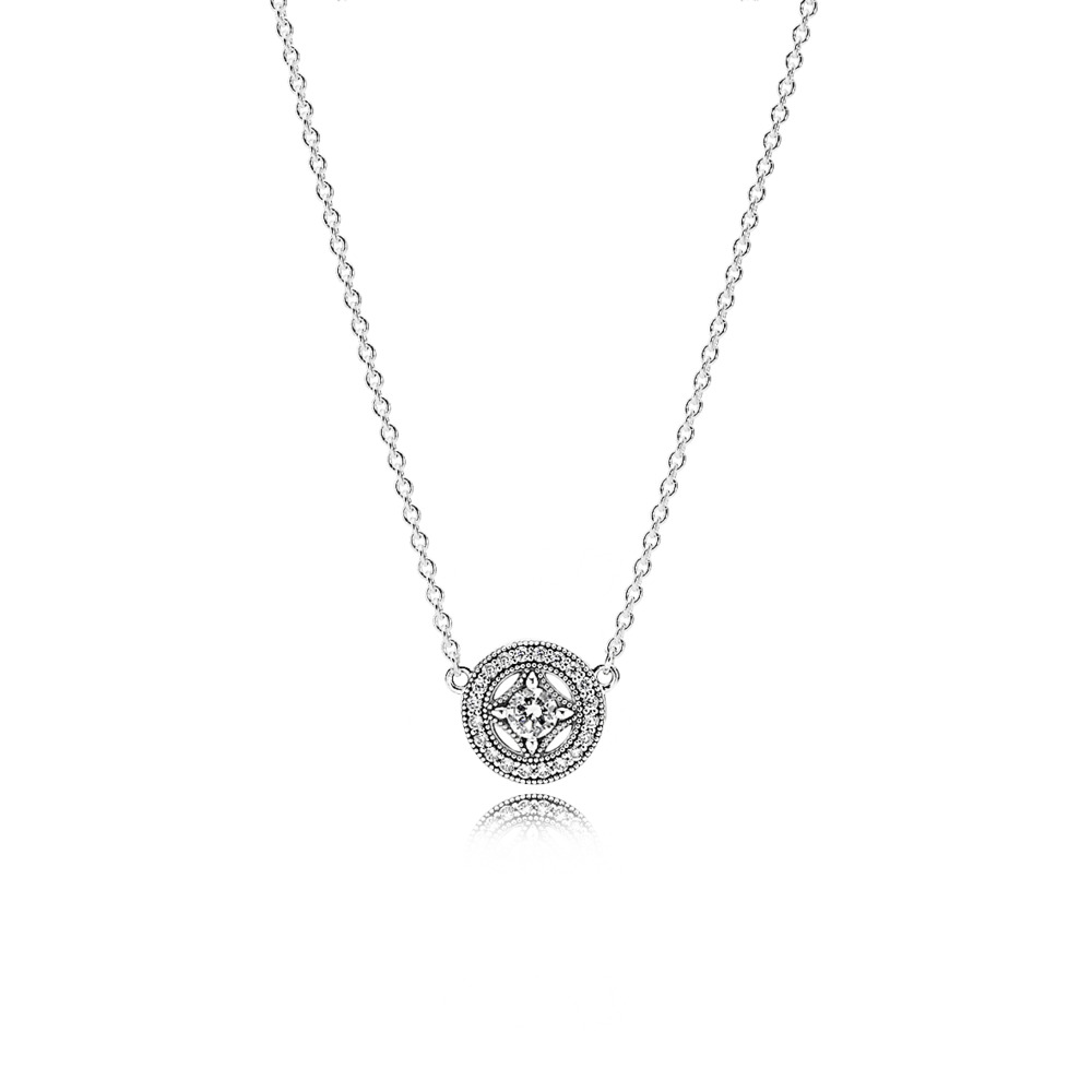 Collier cercle rétro, cz incolores - 590523CZ-45 - Pandora