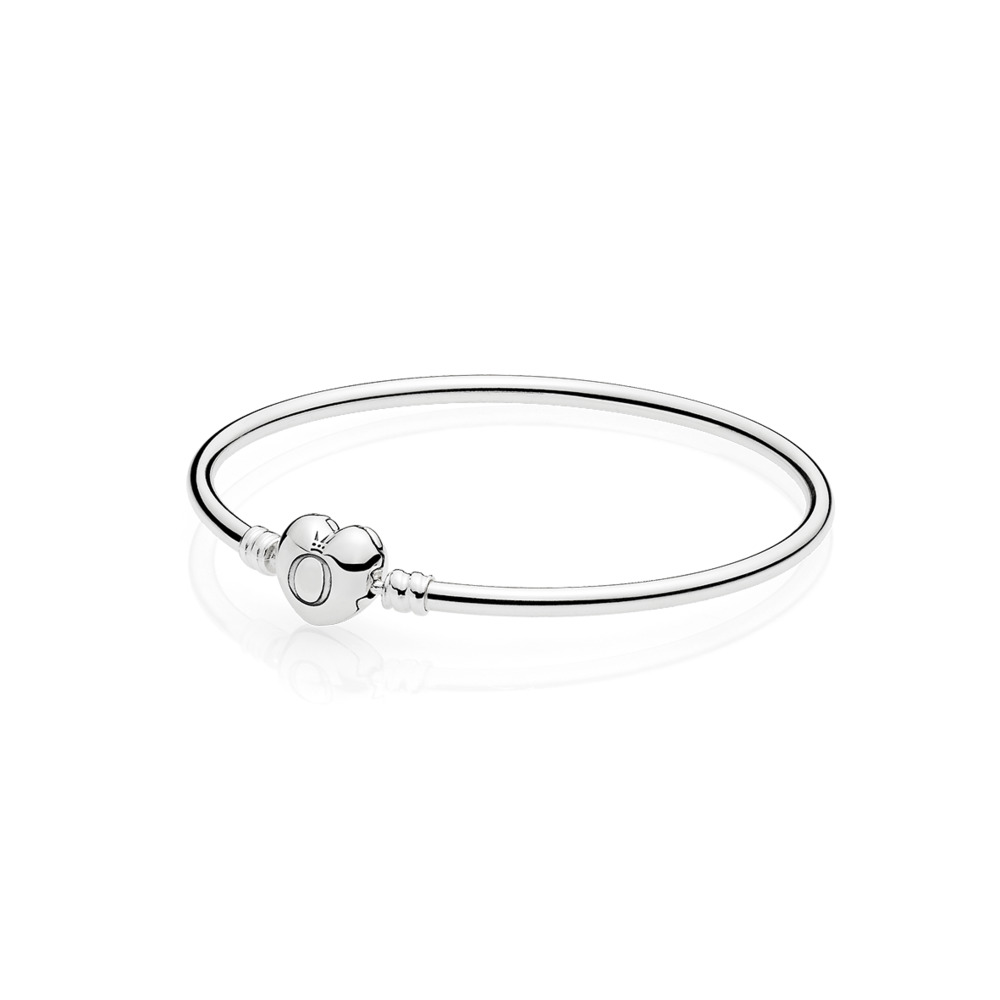 Bracelet rigide fermoir coeur, argent Bracelet rigide fermoir coeur, argent