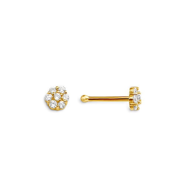 Boucle de nez fleur, or jaune, zircons - 7047Y-CZ - Exclusivités