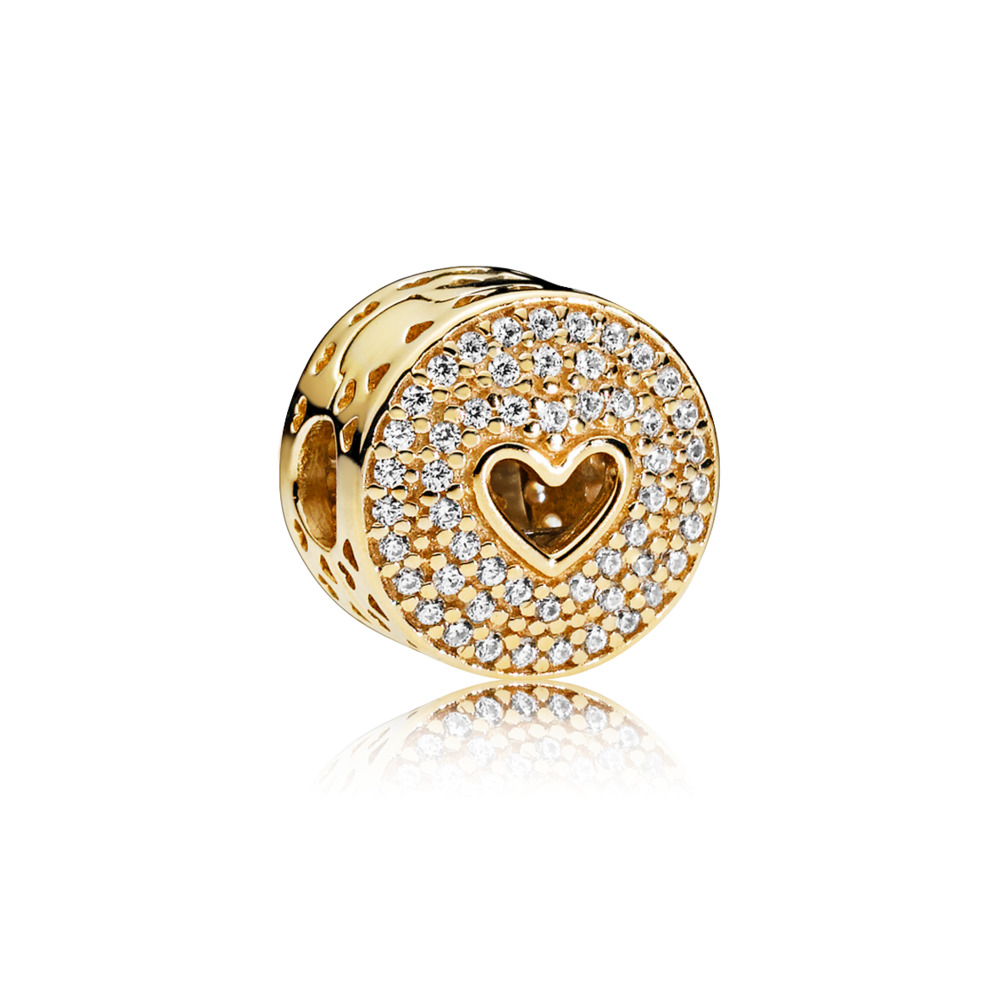 Clip le coeur du luxe, or 14 carats, zircons incolores - 757557CZ - Pandora