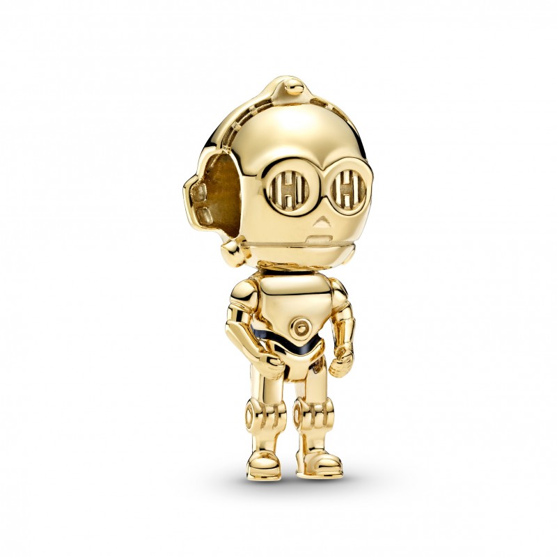 Bille Star Wars, C-3PO, métal unique plaqué d'or 14 carats, émail noir - 769244C01 - Pandora