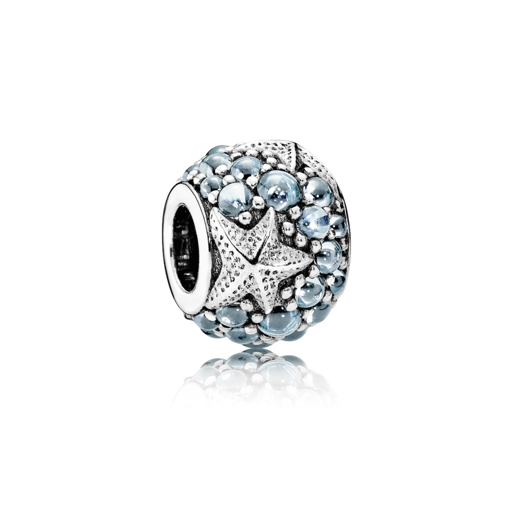 Bille pavé étoile de mer et océan, cz menthe - 791905CZF - Pandora