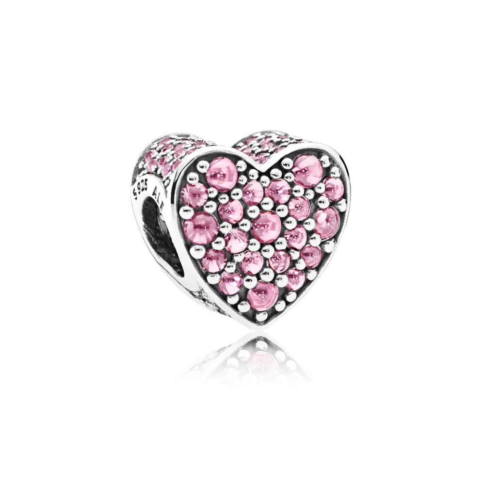 Bille coeur pétillant, cz rose - 792069PCZ - Pandora