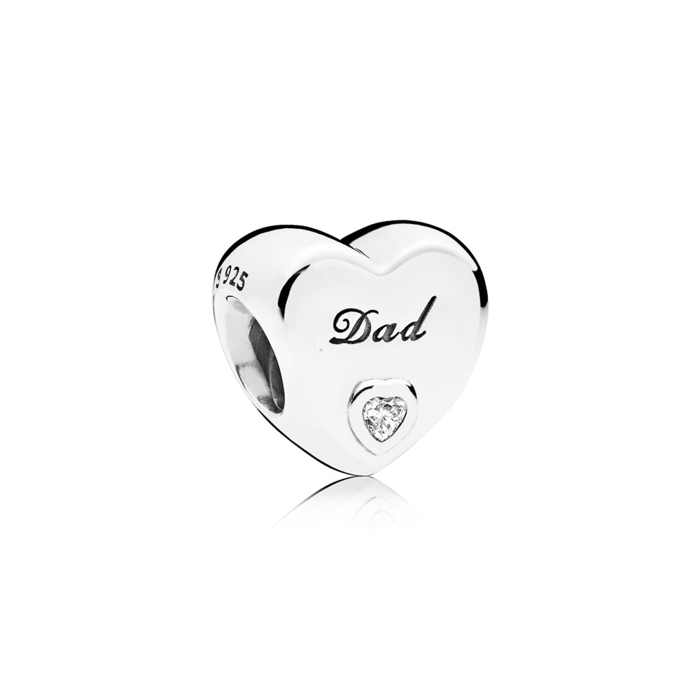 Bille coeur papa, cz incolores - 796458CZ - Pandora