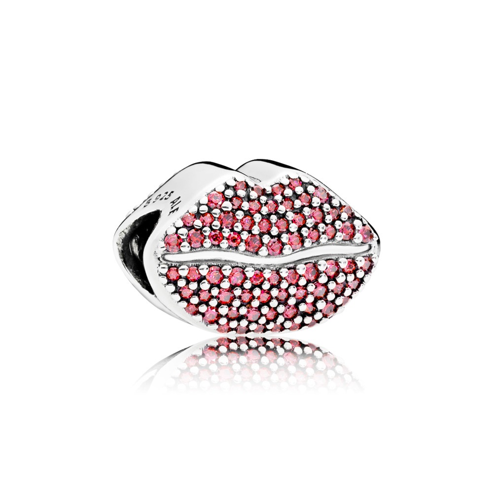 Bille lèvres, argent, zircons rouges - 796562CZR - Pandora