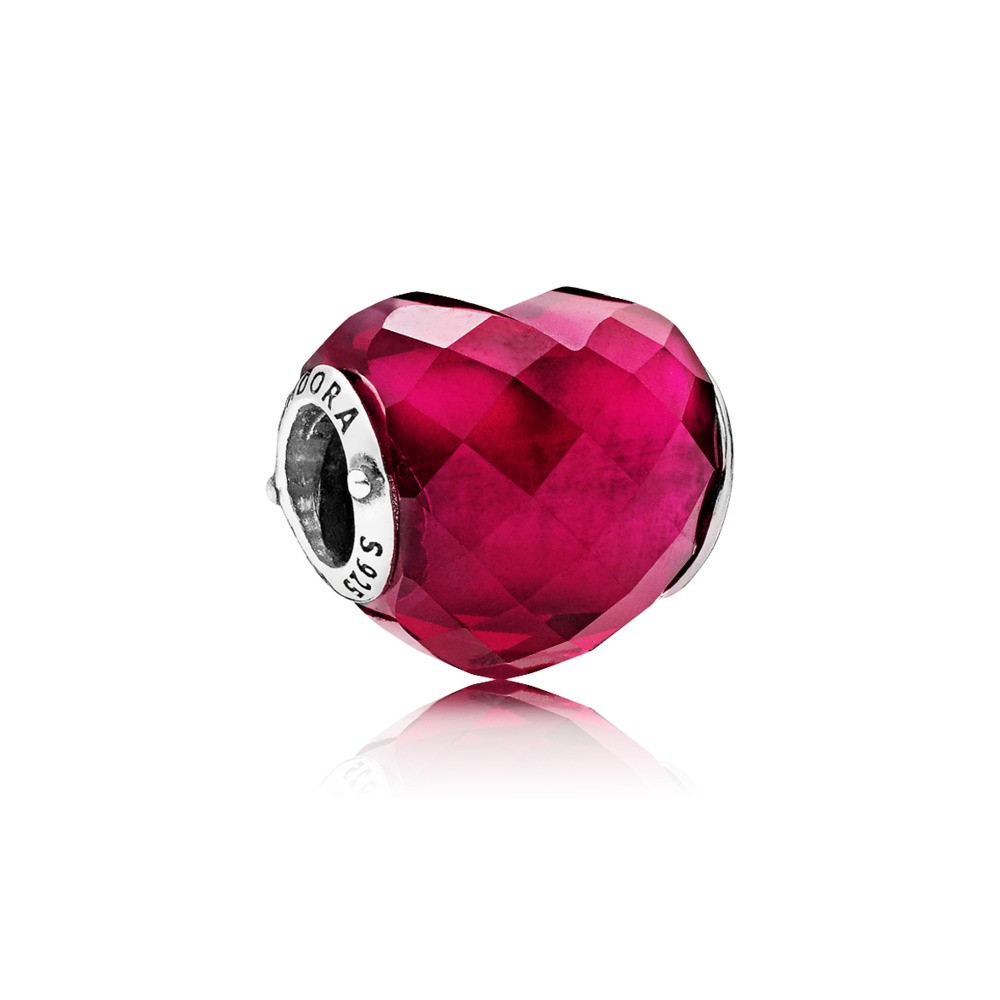 Bille coeur, cristal fuchsia