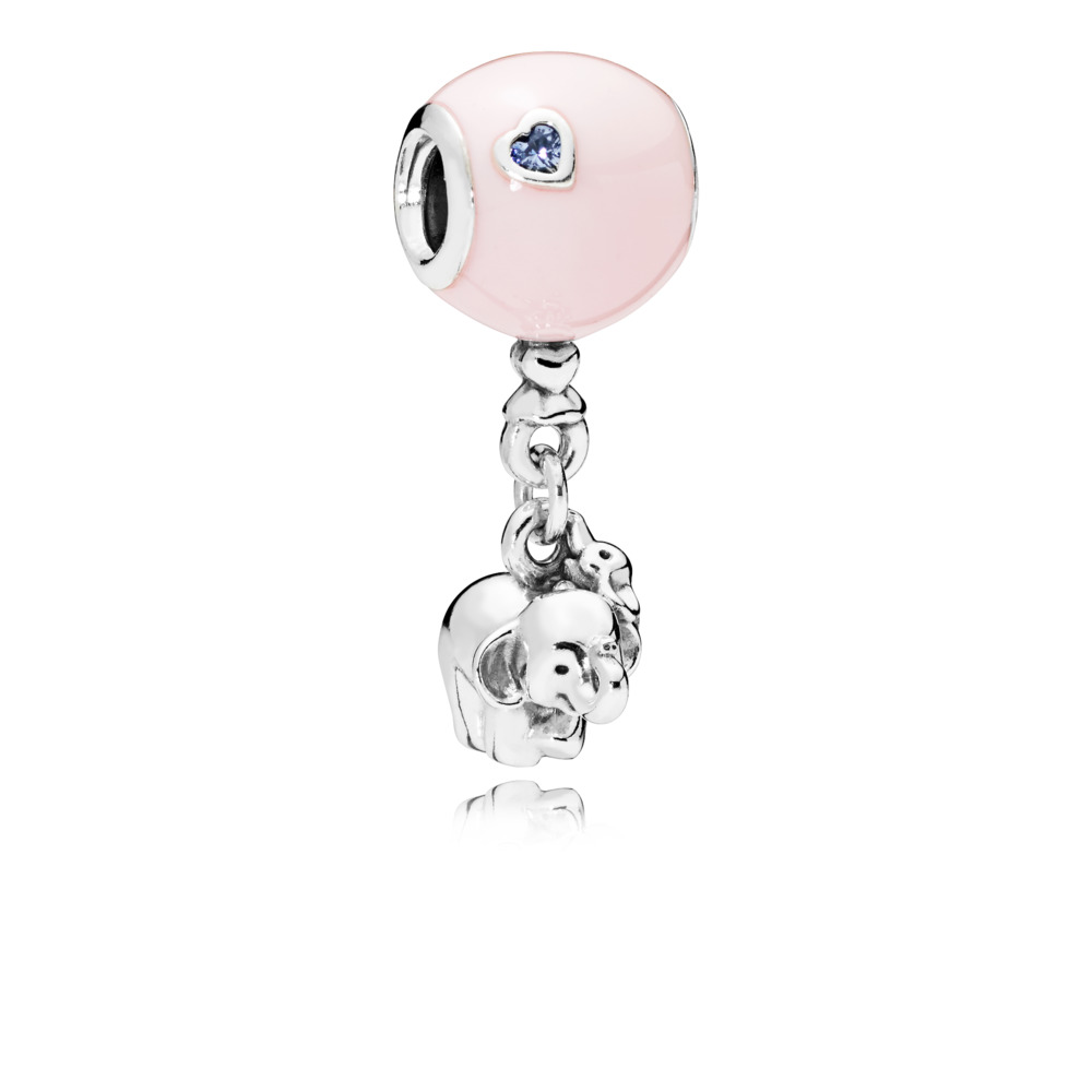 Bille éléphant et ballon rose, émail rose, cristal mauve - 797239EN160 - Pandora