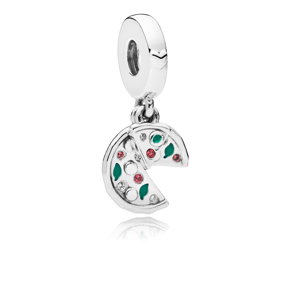 Bille amour de la pizza, émail, cristal rouge, cz incolores - 797443CZ - Pandora