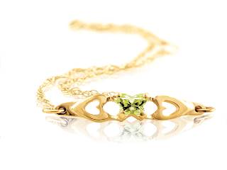 Bracelet papillon or jaune, août, zircon vert pâle - BB-AU-10 - B Fly