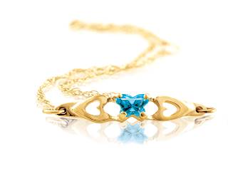 Bracelet papillon or jaune, décembre, zircon turquoise - BB-DE-10 - B Fly