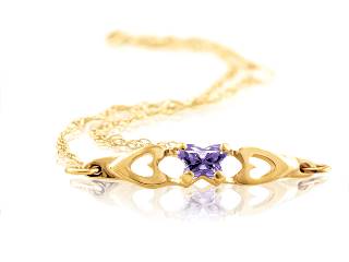 Bracelet papillon or jaune, février, zircon mauve - BB-FE-10 - B Fly