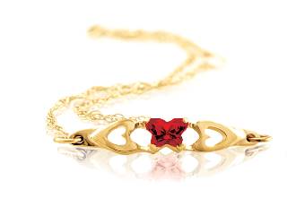 Bracelet papillon or jaune, janvier, zircon rouge - BB-JA-10 - B Fly