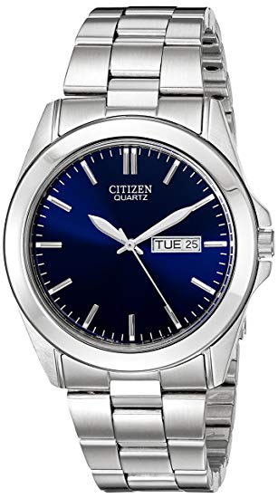 Men's steel and blue background watch Men's steel and blue background watch