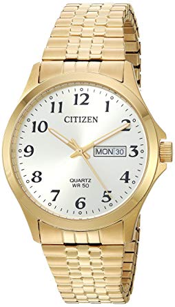 Montre extensible, acier inoxydable doré, fond blanc