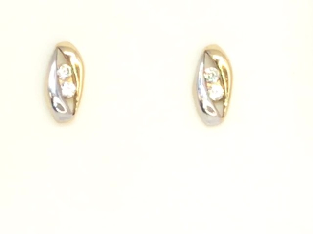 Boucles d'oreilles fixes or 2 tons (jaune/blanc) 10 carats, zircons incolores - BOCZ-1.02ARM-14 - Exclusivités